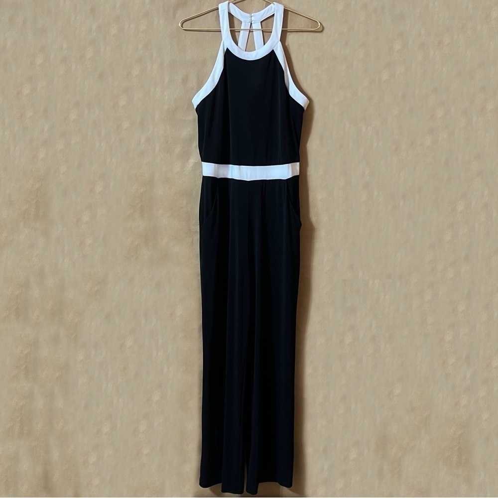 Calvin Klein Black and White Racerback Jumpsuit